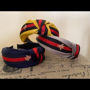 BOGO mustard Trendy Bees silky top knot luxury look headband